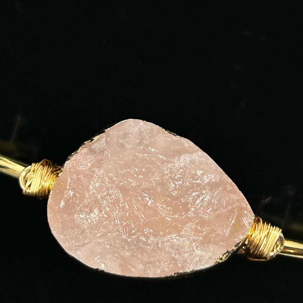 Gold and Pink Stone Wire Bracelet